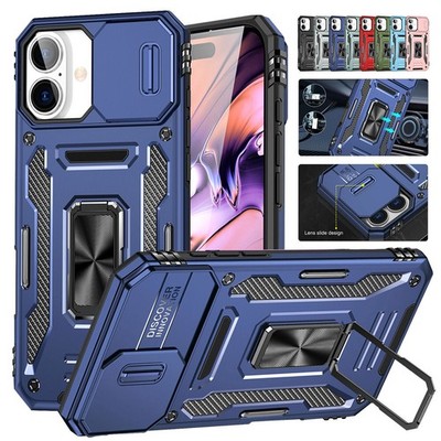 Magnetic Ring Case Slide Camera Lens Cover For iPhone 16 Pro Max 15 14 13 12 11