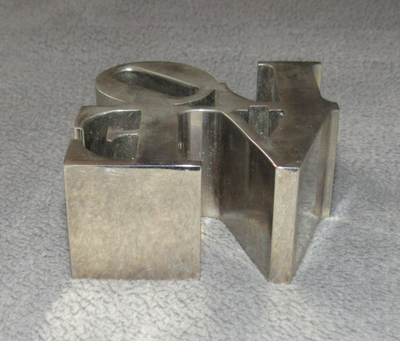 Vintage ROBERT INDIANA Love Sculpture Silver Tone Metal 3