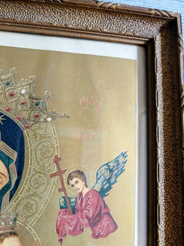 Jungfrau Maria Unsere Liebe Frau von der Immerwährenden Hilfe Religiöser Druck Antik Gerahmt - Bild 9 von 12