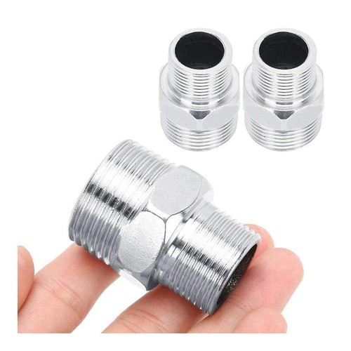 2Pack Shower Hose Connector Stainless Steel Shower Hose Adapter Threaded Pipe - Picture 9 of 9