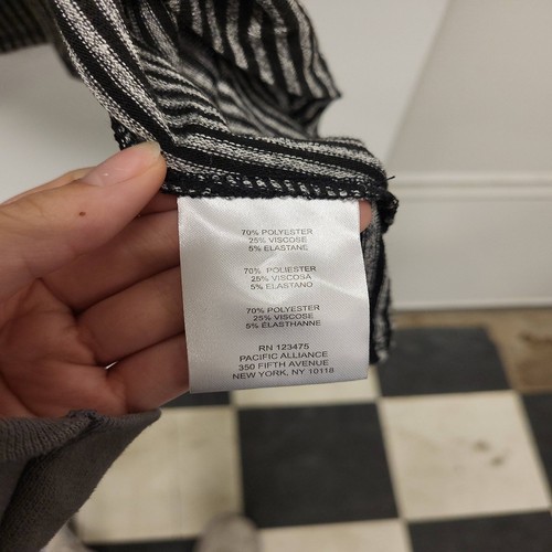 Jones New York 1X Top schwarz weiß gestreift Wasserfallausschnitt Langarm Übergröße - Bild 5 von 8