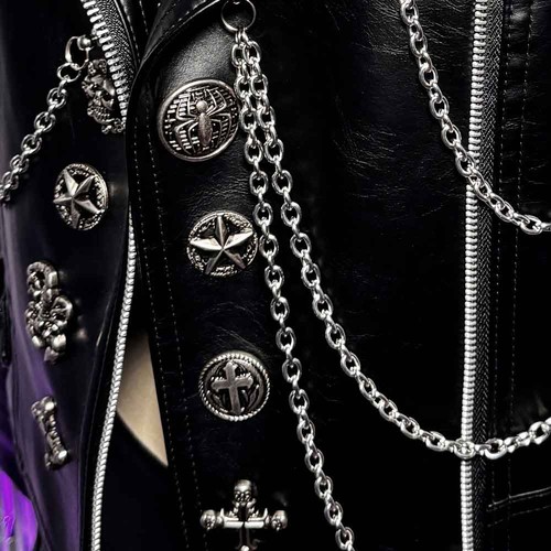 E-Girls Y2K PU Leather Skull Studded Jacket Chain Goth Punk Rock Cross - Picture 4 of 14