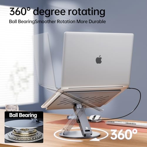 Soporte ajustable para laptop con estación de acoplamiento USB 6-in-1 HUB Gris - 第 4/7 張圖片
