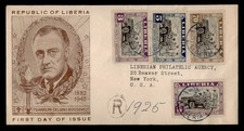 DR WHO 1945 LIBERIA FDC FDR ROOSEVELT COMBO w31402