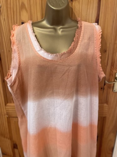 NEW LINEN BLEND SLEEVELESS SHIFT STYLE DRESS UK 16 CASUAL HOLIDAYS - Picture 2 of 8