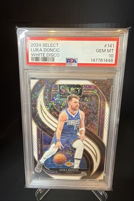 2024-25 Panini Select - Premier Level Luka Dončić #141 White Disco Prizm /75 PSA