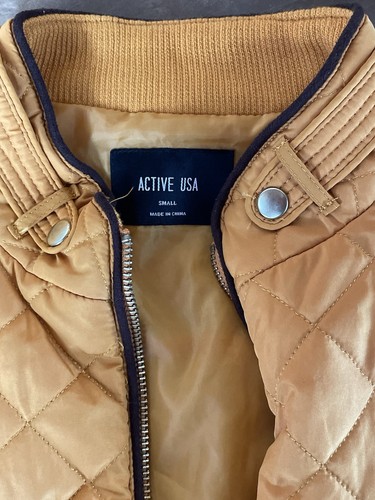 Women’s Top Active USA Quilted Padding Vest Mustard Orangey Size Small - Picture 6 of 11