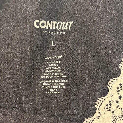 PacSun Contour Seamless Lace Strap Tank Top Damen L Schwarz Cropped Fit Coquette - Bild 10 von 10