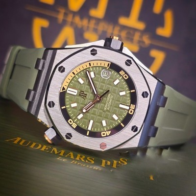 AUDEMARS PIGUET ROYAL OAK OFFSHORE DIVER KHAKI DIVER 15720ST 42MM WARRANTY B&P