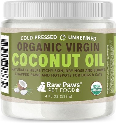 Raw Paws Virgin Organic Coconut Oil for Dogs, 4-oz - Treatment 4 oz 