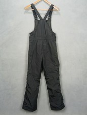 Lands End Adjustable Insulated Iron Knee Snow Bib Overalls Kids L 10-12 Black