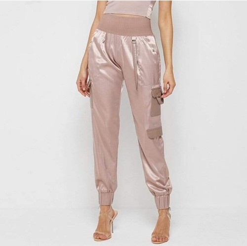 Pantaloni cargo donna Manière de Voir nuovi con etichette vita alta raso rosa taglia 10 - Foto 5 di 18