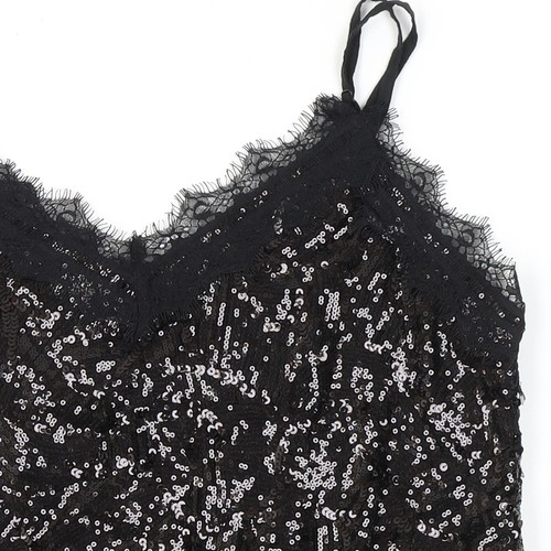 Next Women's Black Sequin Camisole Tank Top Size 14 - Picture 11 of 12