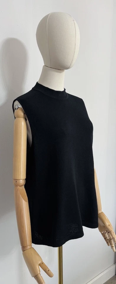 Top St. John para mujer talla M Santana tejido cuello falso tejido mezcla de lana negro Foto 2 de 4