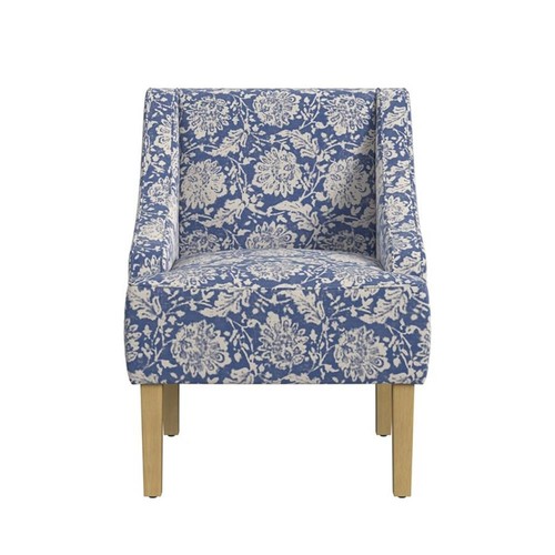 HomePop Classic Fabric Swoop Arm Chair in Light Blue Floral Print - Picture 3 of 10