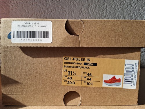 "NEW" ASICS Gel Pulse 15 Men Running Sneakers Athletic Shoes EU 46 US 11.5 Red Blk - Picture 5 of 7