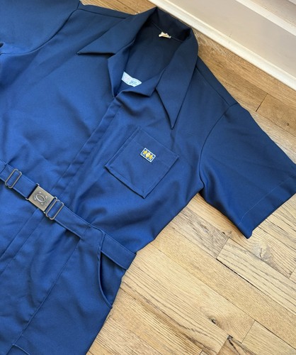 Vintage Bill Parry Navy Blue  Jumpsuit Belt Zip Mad Men Robinsons Polyester - Picture 2 of 21