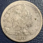 United States 1874 Silver Trade Dollar Chopmarked KM#108