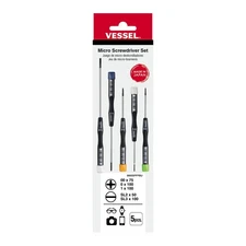 Vessel Tools 99005PFPBU Micro Screwdrivers Set - Ph 3pc Sl 2pc
