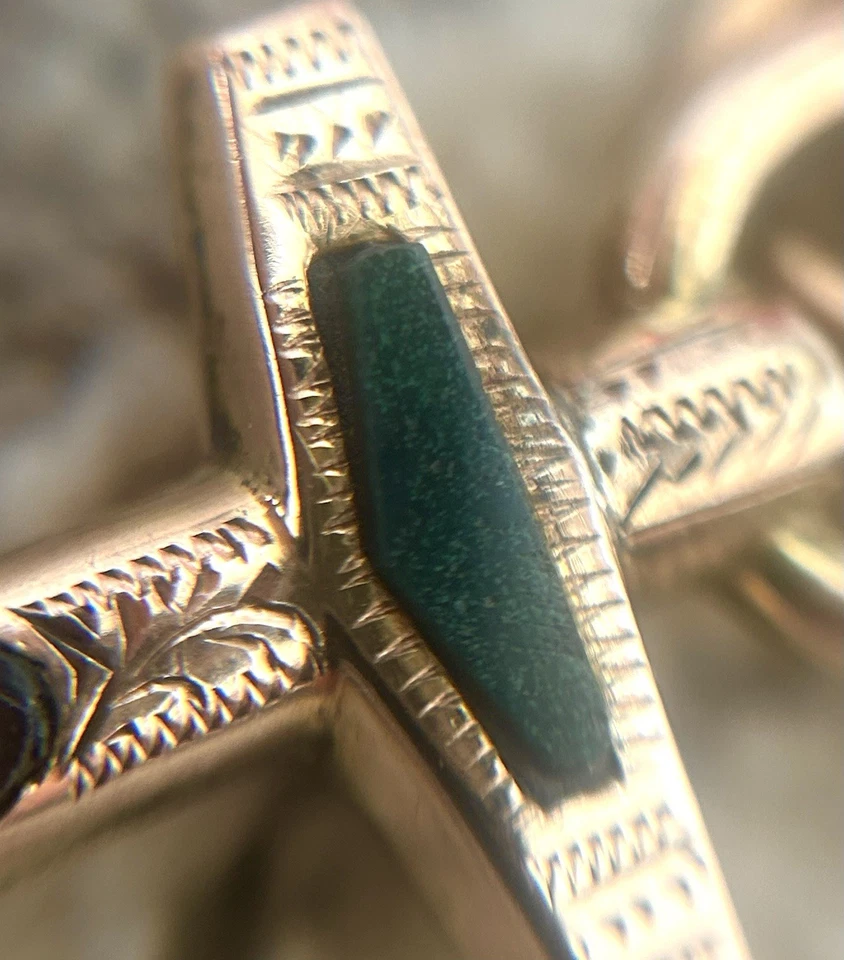 Colgante Ancla Victoriano Oro 9ct/Ágata Escocesa Antiguo Circa 1880 🔴🔵🟡 Foto 3 de 4