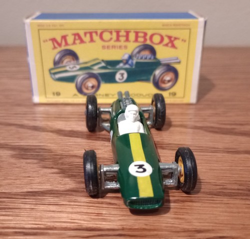 Vintage Matchbox Lesney No.19 Lotus Racing Car with Box green - Picture 3 of 11