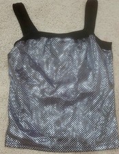Body Wrappers Silver Black Tank Dance Wear Shelf Bra SZ L