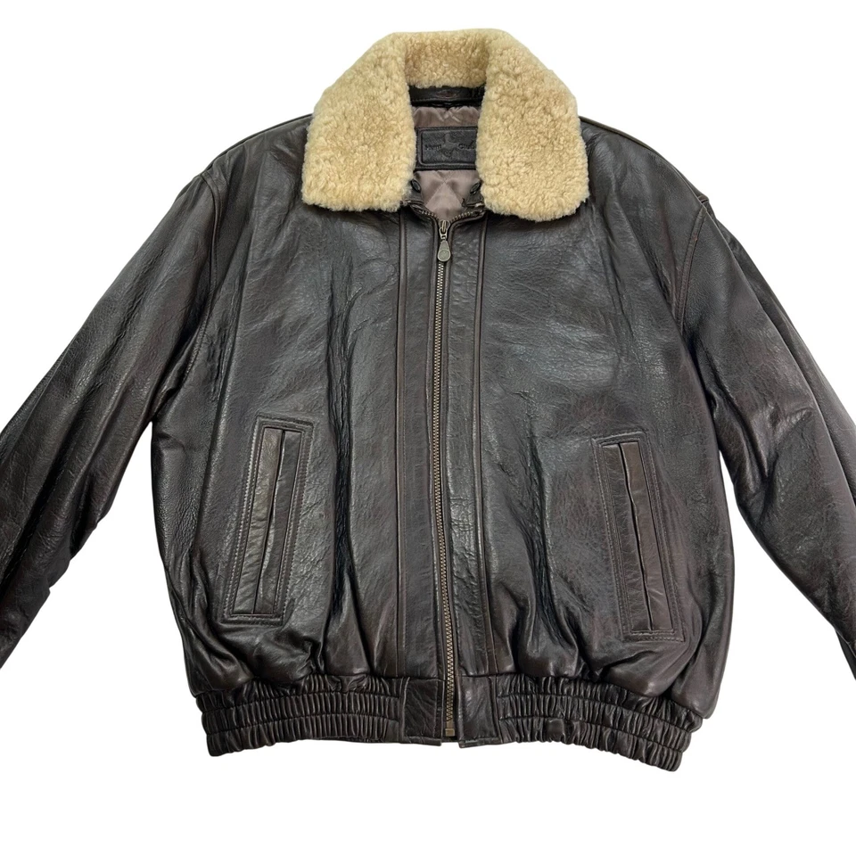 Chaqueta de bombardero de cuero de aviador XL de colección abrigo de vuelo acolchado forrado con cuello de oveja Foto 4 de 4