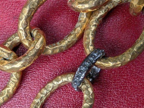 Vintage Bronzallure Gold Gliederkette mit Schmucksteinen, italienische Kette Halskette - Bild 4 von 10