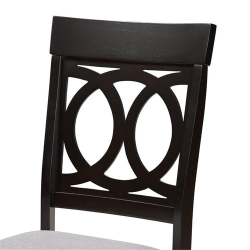 Bowery Hill Grey Fabric Upholstered and Brown Finished Wood 7-Piece Dining Set - Picture 5 of 9