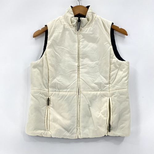 Jones New York Reversible Vest Women's Petite Small Beige Black Sleek Quilted - Picture 9 of 14
