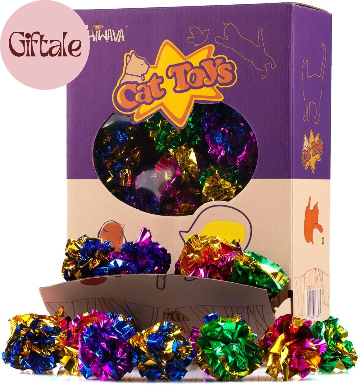 45PCS 1.6'' Mylar Balls Cat Toy Shiny Crinkle Ball Kitten Crackle Lightweight Pl