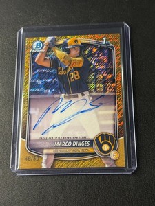 Marco Dinges 2025 Bowman Chrome Gold Shimmer /50 1st Auto Brewers SP