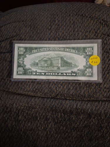 1950 10$ Federal Reserve Note Wide Green Seal - Picture 2 of 2