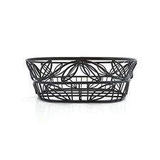 American Metalcraft OLB9 9" Oval Wrought Iron Bread Basket w/Leaf Design