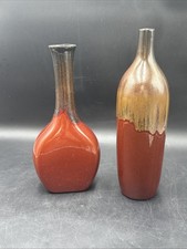 Ceramic stoneware vases with metallic drip glaze finish