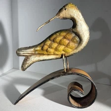 Vintage Rustic Distressed Metal Shorebird Art Sculpture Figurine Coastal Decor