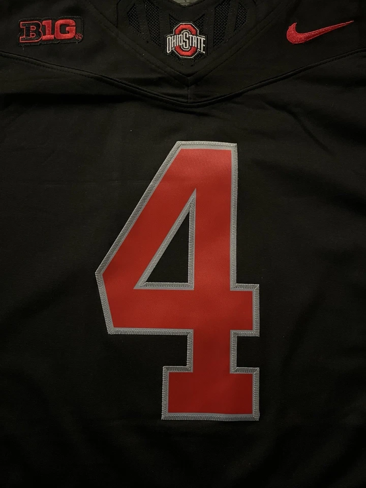 Jersey Jeremiah Smith Negro Ohio State OSU Buckeyes Cosido 4 FUSIBLES Cosido Foto 2 de 4