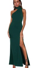 Wedding Guest Dress 2025 Cutout Cocktail Party Maxi Dresses Large Dark Green