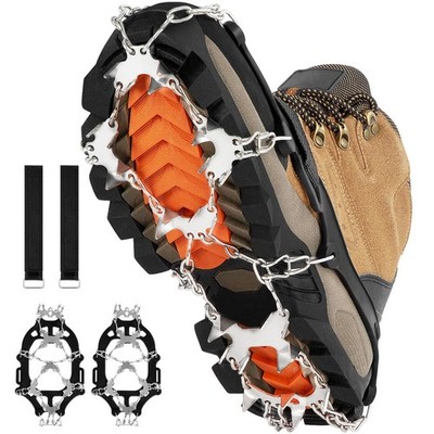 Crampons for Shoes with 28 Stainless Steel Spikes, Anti Slip X-Large, Black 