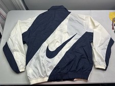 VINTAGE 1990s NIKE BIG SWOOSH COLOR BLOCK NYLON Blue JACKET WINDBREAKER RARE