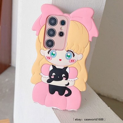 Cartoon Cat Girl Silicone Case For iPhone 17 16 15 14 13 12 11 Pro Max 6 7 8 XR