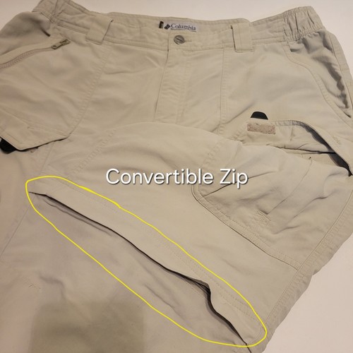 Columbia Titanium Convertible Cargo Pants Mens 38 Beige Hiking Outdoor Nylon  - Picture 7 of 13