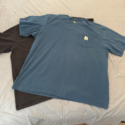 LOT OF 2 Carhartt Short Sleeve Tee Shirts Men's 2XL Pocket Original Fit K87