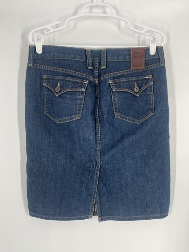 VTG LUCKY BRAND HAZEL SKIRT size 6 blue denim flap back pockets 100% cotton USA - Picture 6 of 13