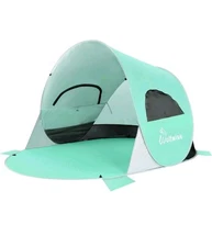 Tent Sport Green Mint WolfWise Easy Pop Up 3-4 Person Beach Umbrella UPF 50+