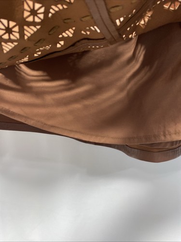 White House Black Market Damenrock 2 hellbraun Leder A-Linie Aztekenmuster Ausschnitt - Bild 5 von 12