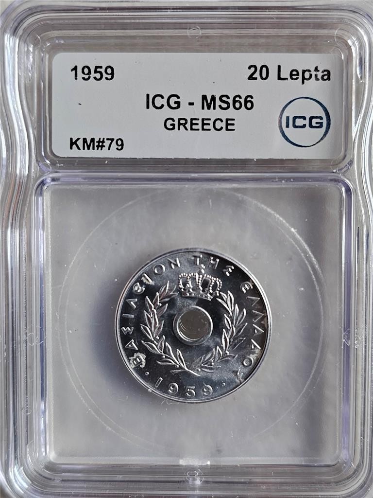 Greece 20 Lepta 1959 ICG MS 66