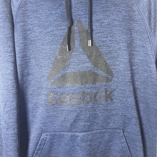 REEBOK Mens Graphic Hoodie Blue / Black Size Large Pullover Hoodie - Picture 3 of 9