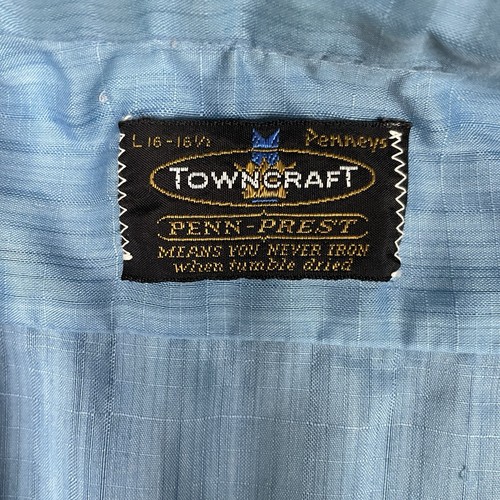 Penneys Towncraft Penn-Prest Hemd Herren L 16-16,5 True Vintage blau 60er 70er dünn - Bild 8 von 13