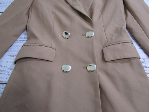 Zara Solid Camel Brown Tan Gold Buttons Blazer Suit Jacket Coat Womens Size XS - Bild 3 von 8